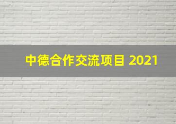 中德合作交流项目 2021